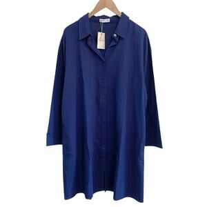 Grae Cove Button Down Shirt Dress Plus Size 2XL Linen Pockets Lagenlook NEW